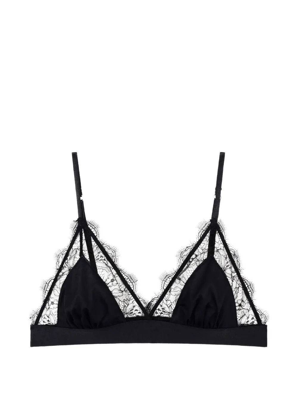 Love Stories Lace-trim Triangle Bralette In Black