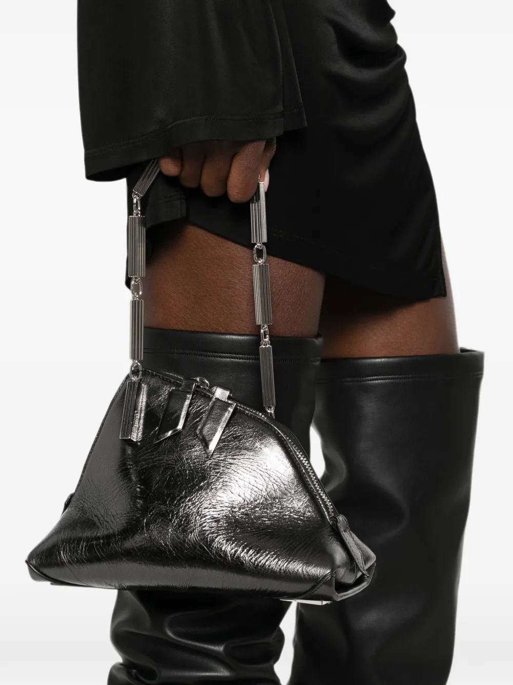 The Attico La Scala shopper met metallic-effect en schakelketting Grijs