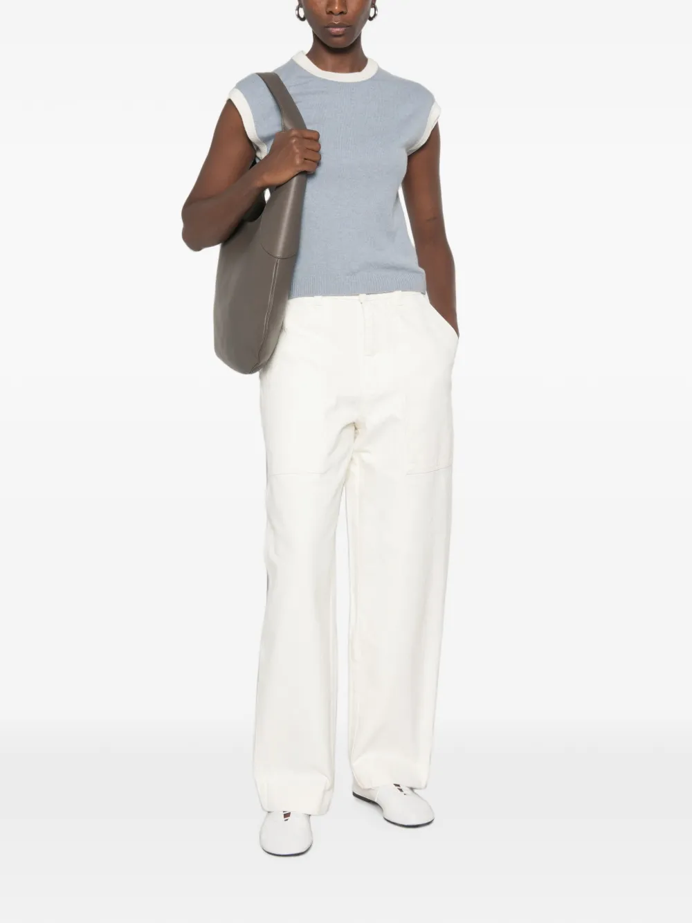 BOMPARD Kasjmier top met contrasterende afwerking Blauw