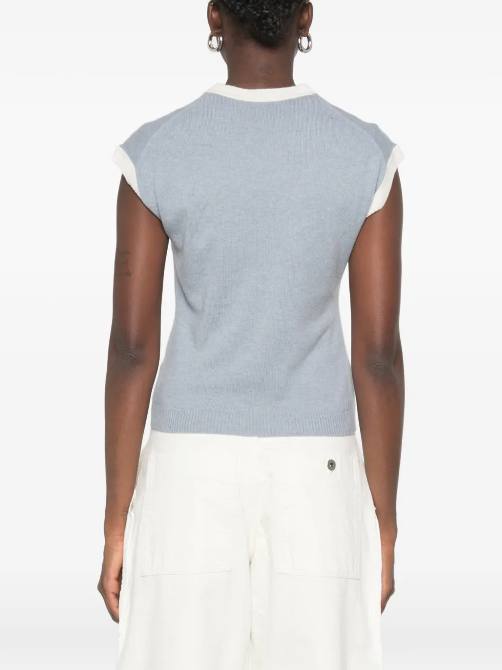 BOMPARD Kasjmier top met contrasterende afwerking Blauw