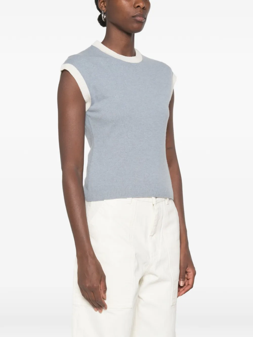 BOMPARD Kasjmier top met contrasterende afwerking Blauw