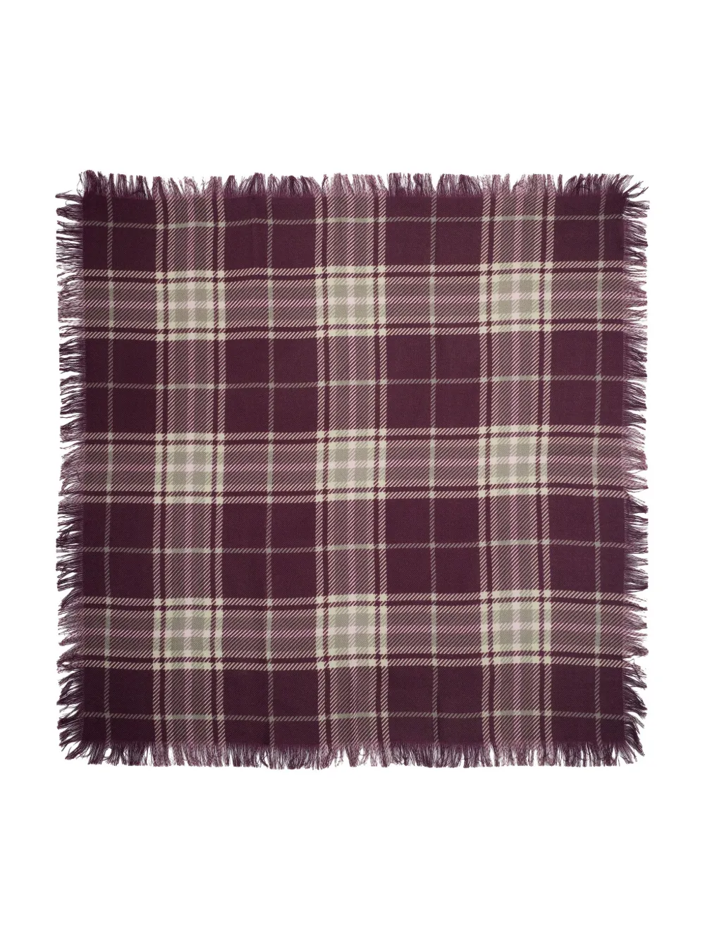 BOMPARD Swann vierkante sjaal met tartan-ruit en franje Rood
