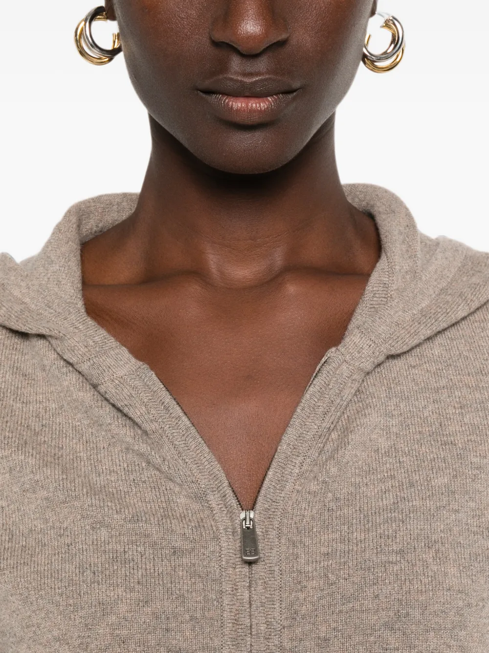 BOMPARD Vest met capuchon en rits Bruin