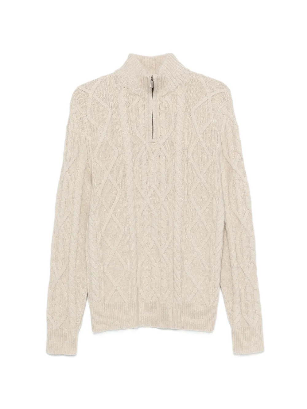 Bompard Cable-knit Zip-neck Sweater In Animal Print