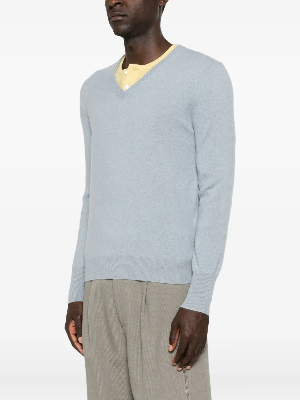 BOMPARD Kasjmier gebreide trui met V-hals Blauw