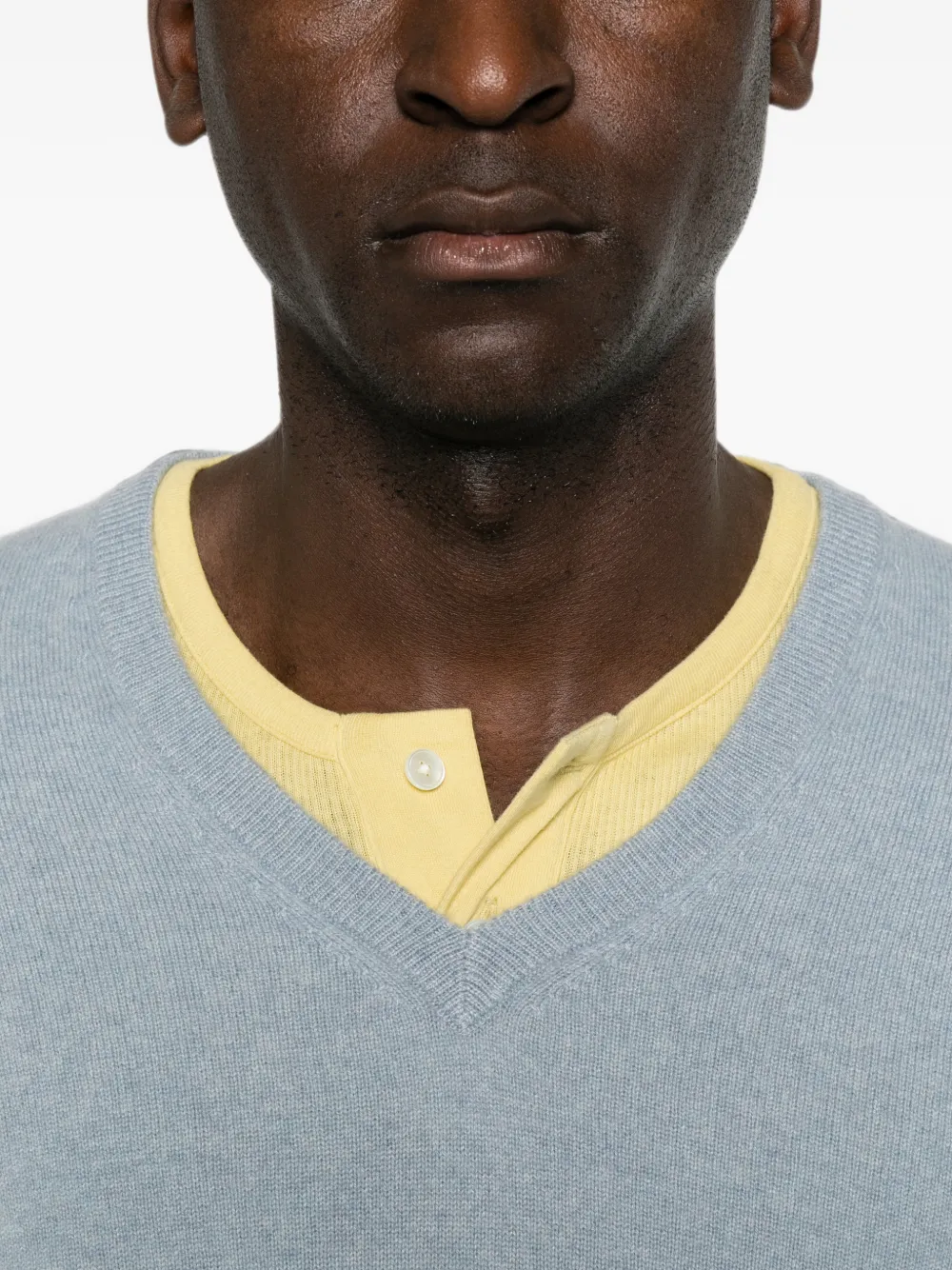 BOMPARD Kasjmier gebreide trui met V-hals Blauw