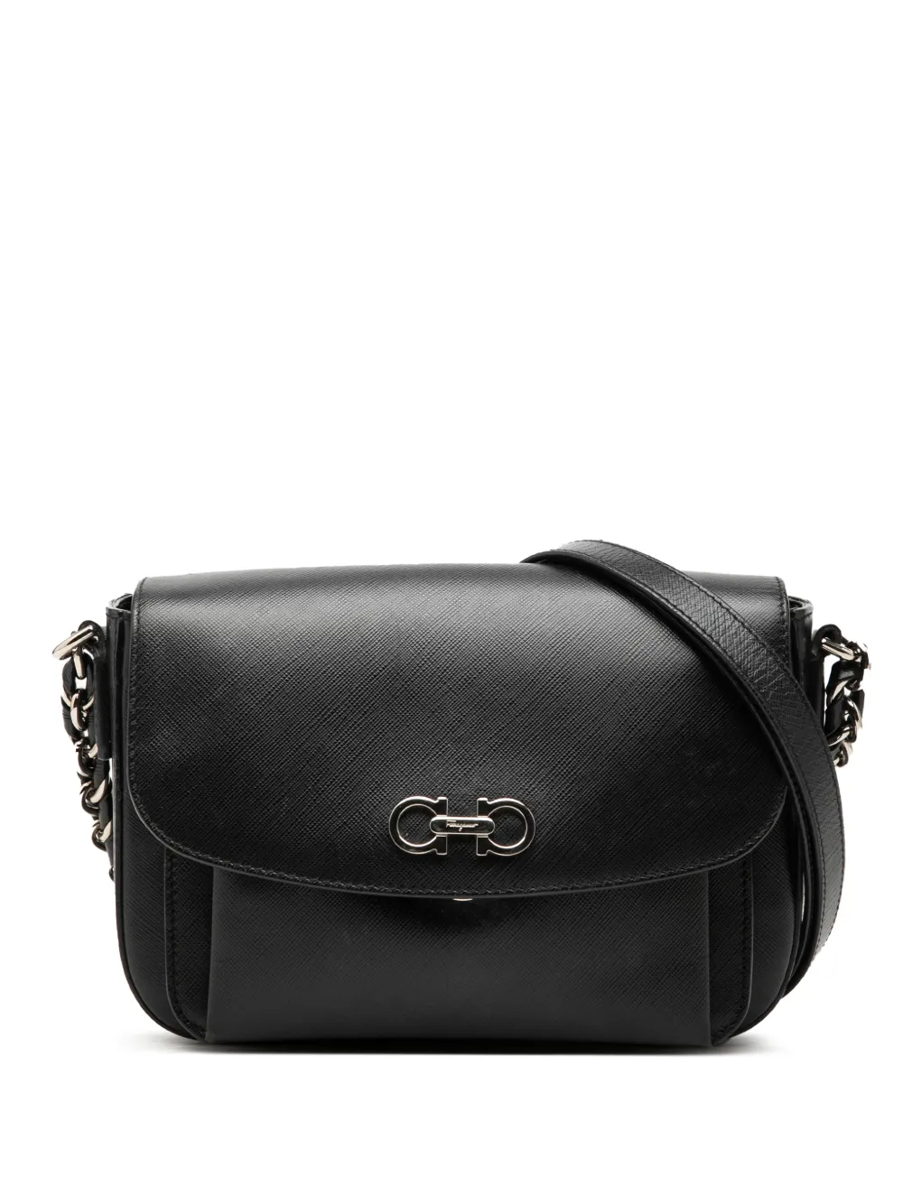 Ferragamo Pre-Owned Borsa a spalla Sandrine piccola in pelle con doppio Gancini 2010-2026 - Nero