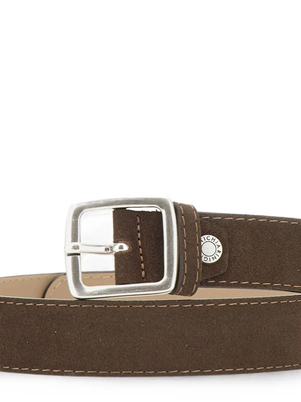 GIANNI CHIARINI Suède riem met contrasterend stiksel Bruin