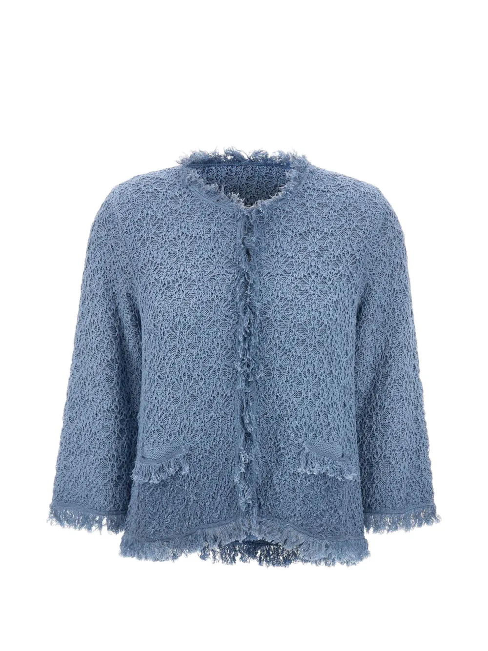 Kangra embroidered fringe-trim cardigan - Blu