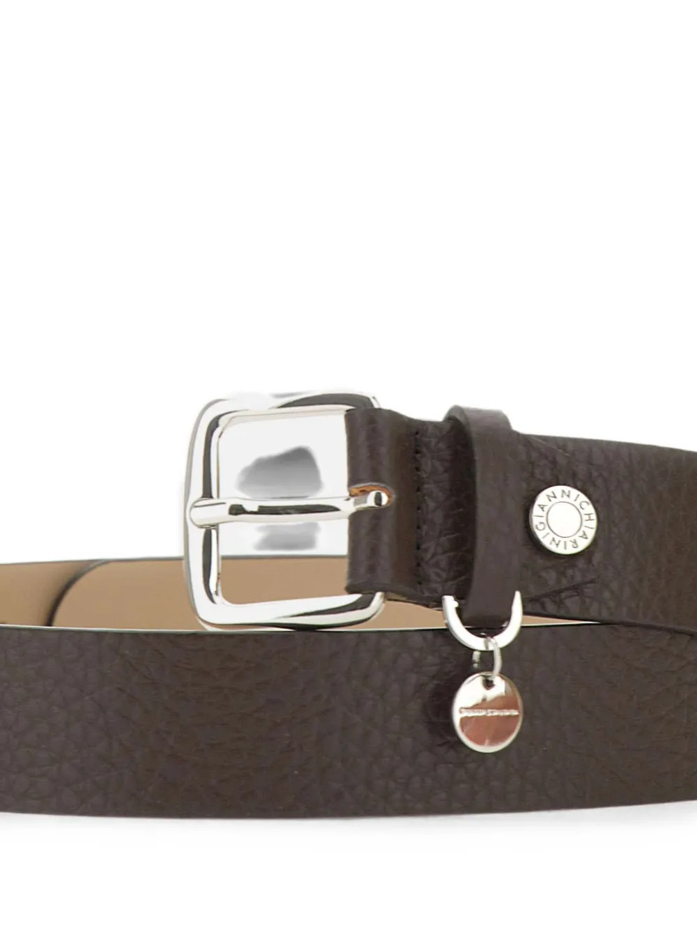 GIANNI CHIARINI Riem van bewerkt leer met logobedel Bruin