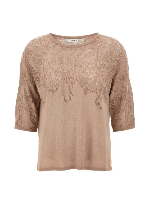 Kangra openwork three-quarter sleeve top