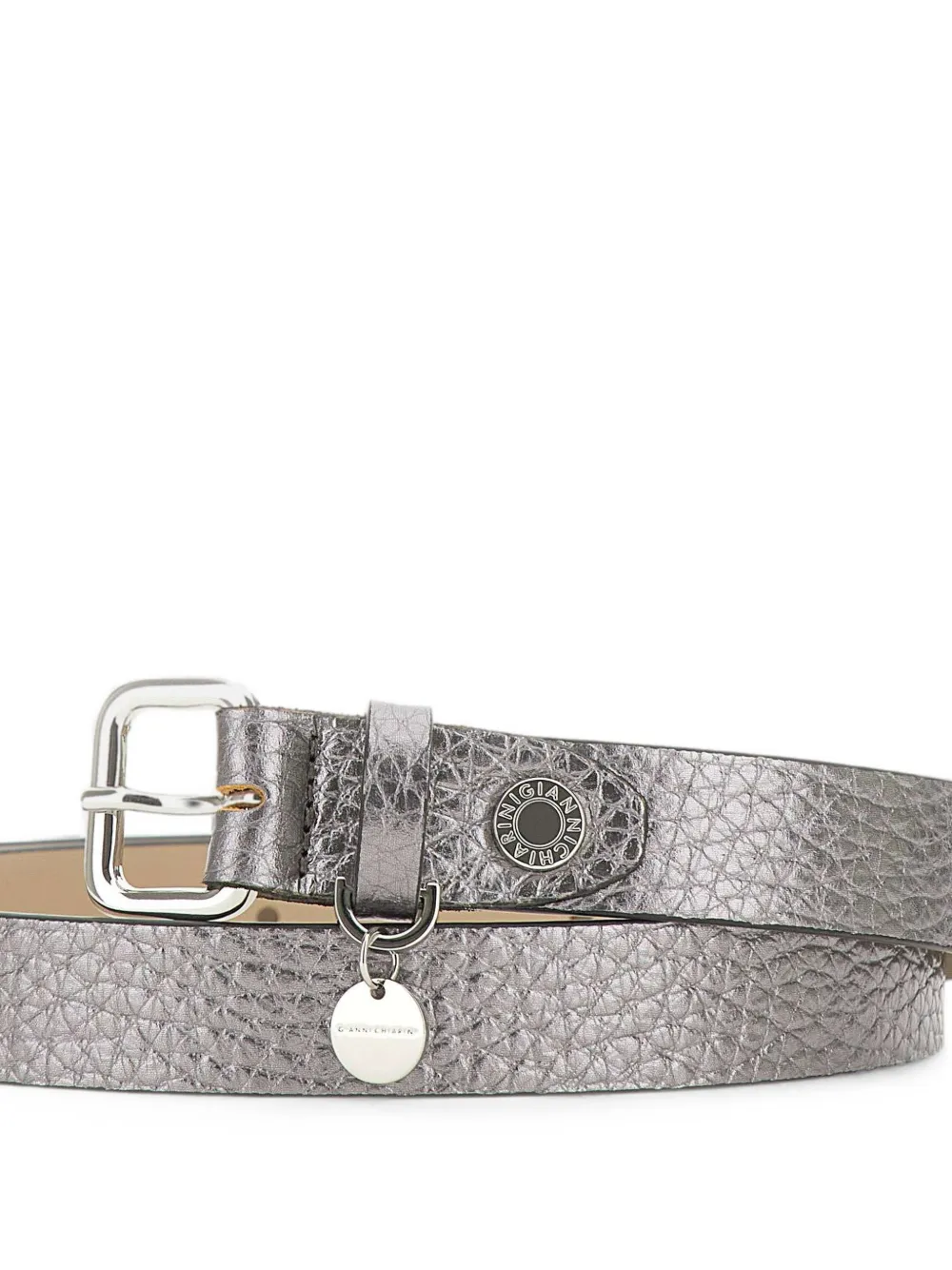 GIANNI CHIARINI Riem met metallic-effect en gegraveerd logo Zilver