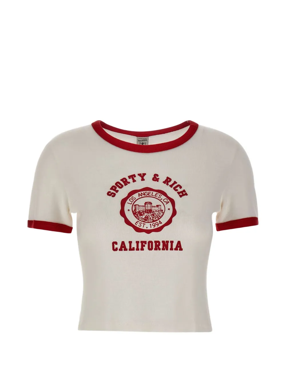 Sporty & Rich Fatou short-sleeve logo-print T-shirt - Nude