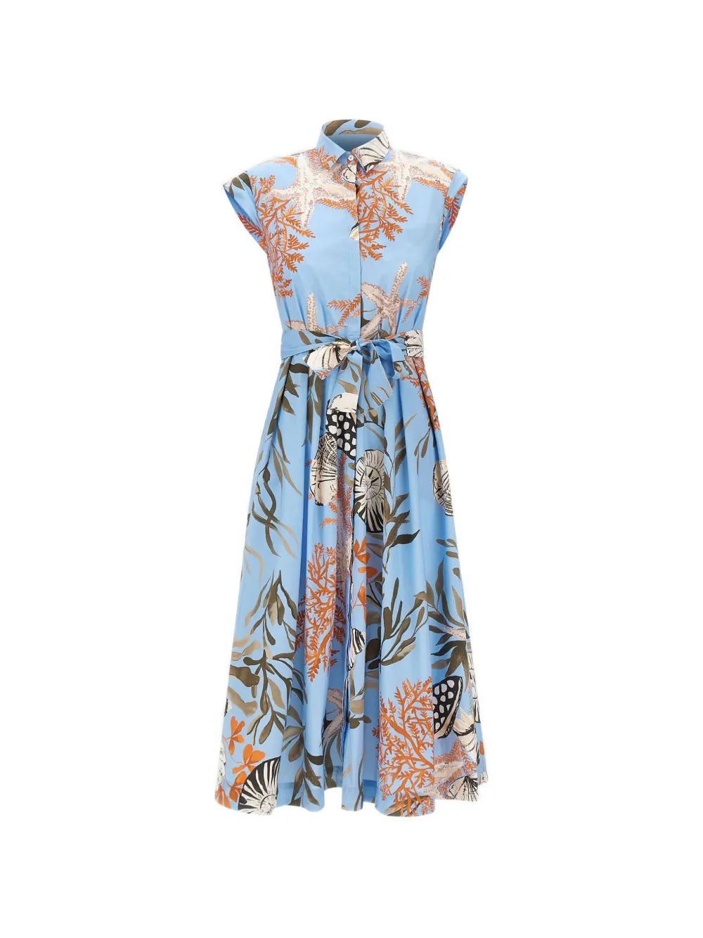 Marella graphic-print pleated shirt dress - Blu