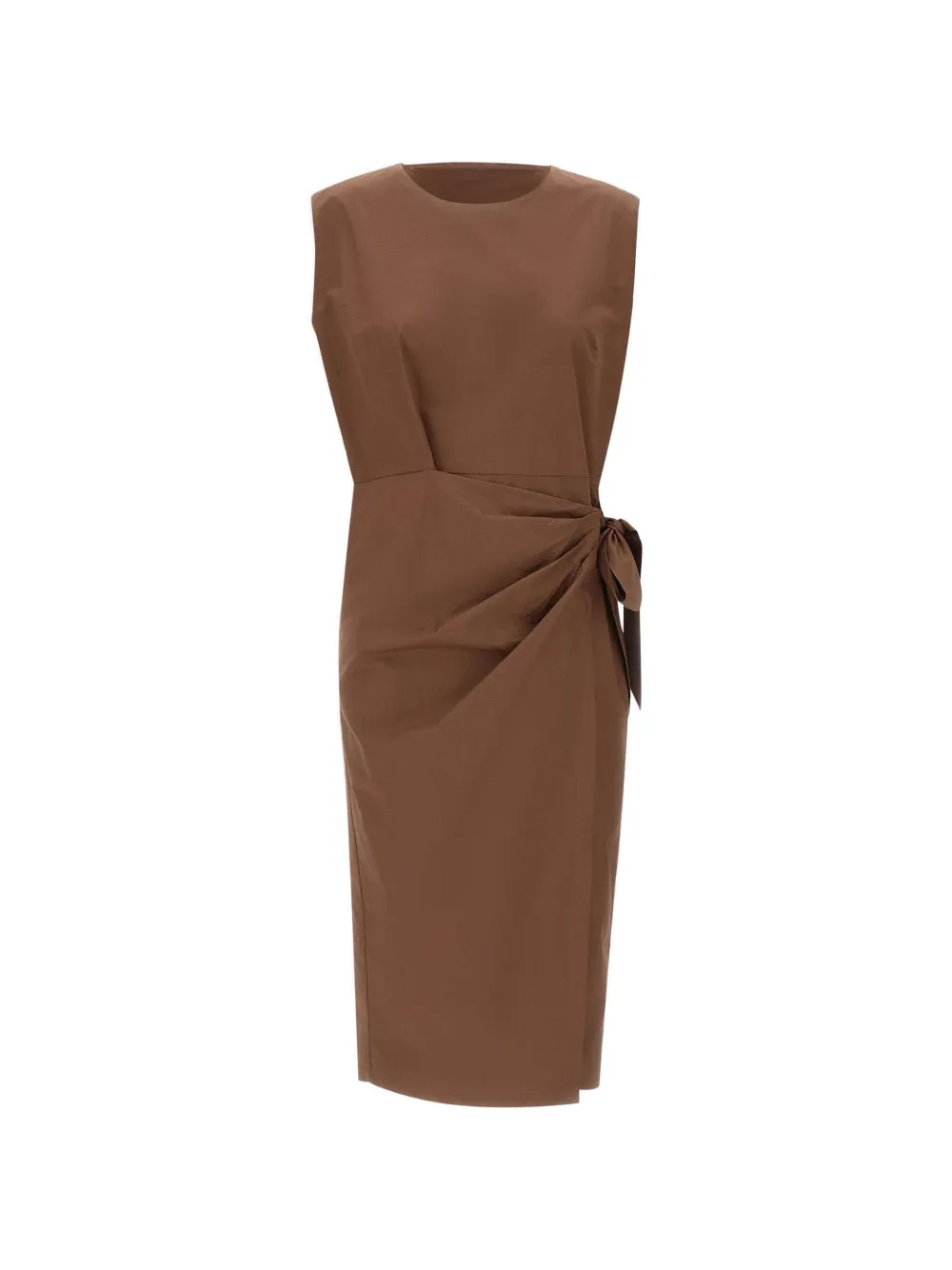 kaos knotted-waist wrap-style midi dress - Marrone