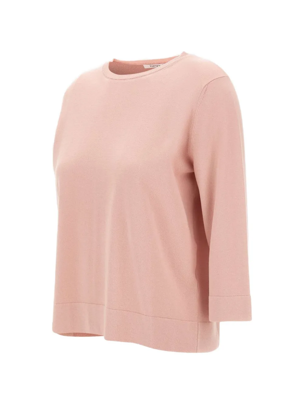 Kangra Trui met geribbelde afwerking en ronde hals Roze