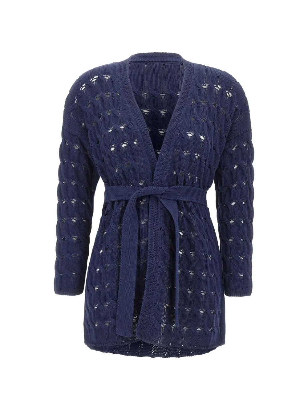 Kangra cable-knit belted cardigan - Blu