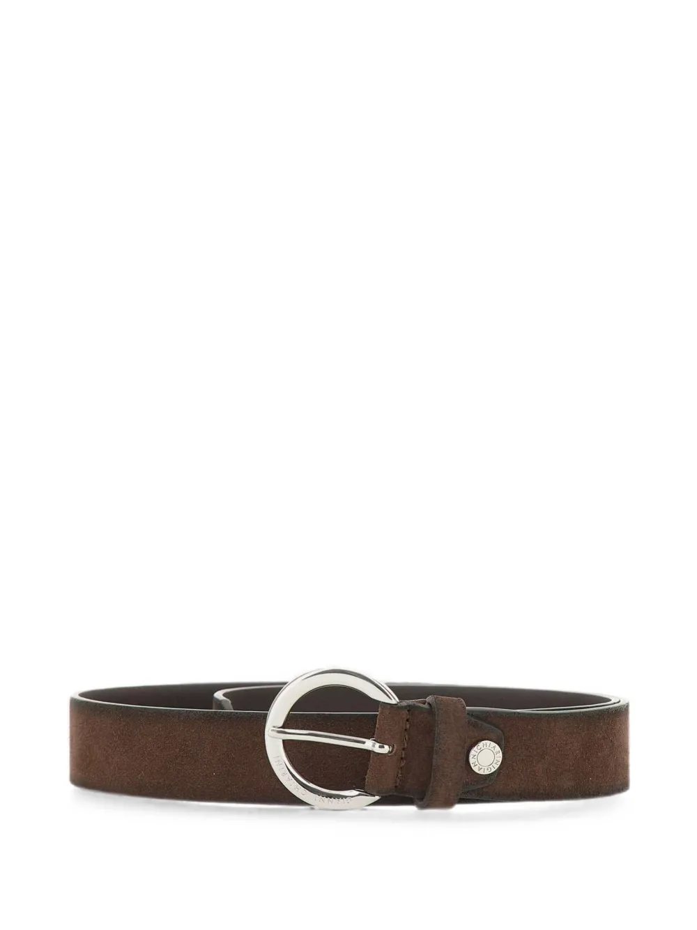 GIANNI CHIARINI logo-engraved suede belt - Marrone