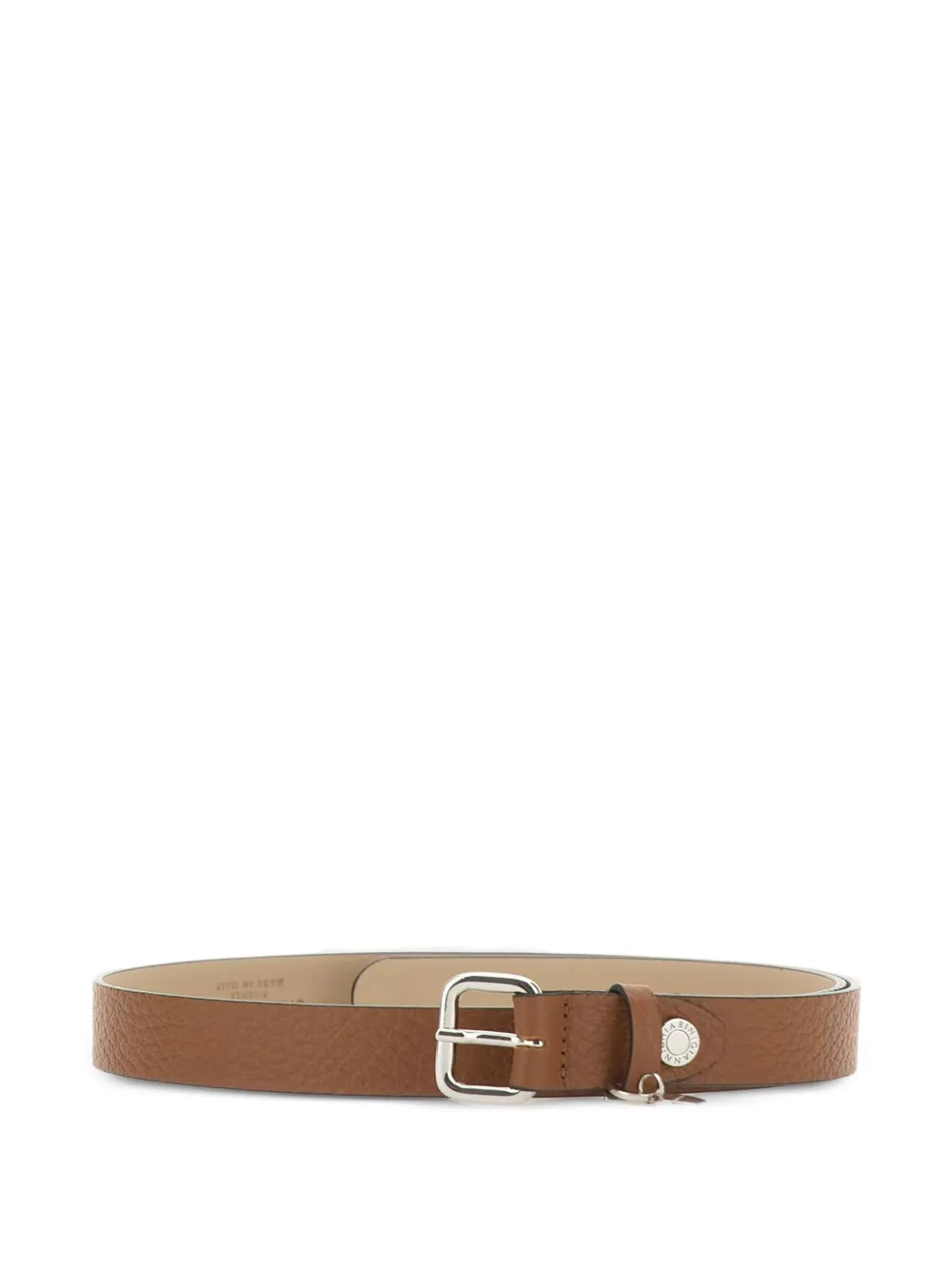GIANNI CHIARINI logo-charm grained-calf leather belt - Marrone