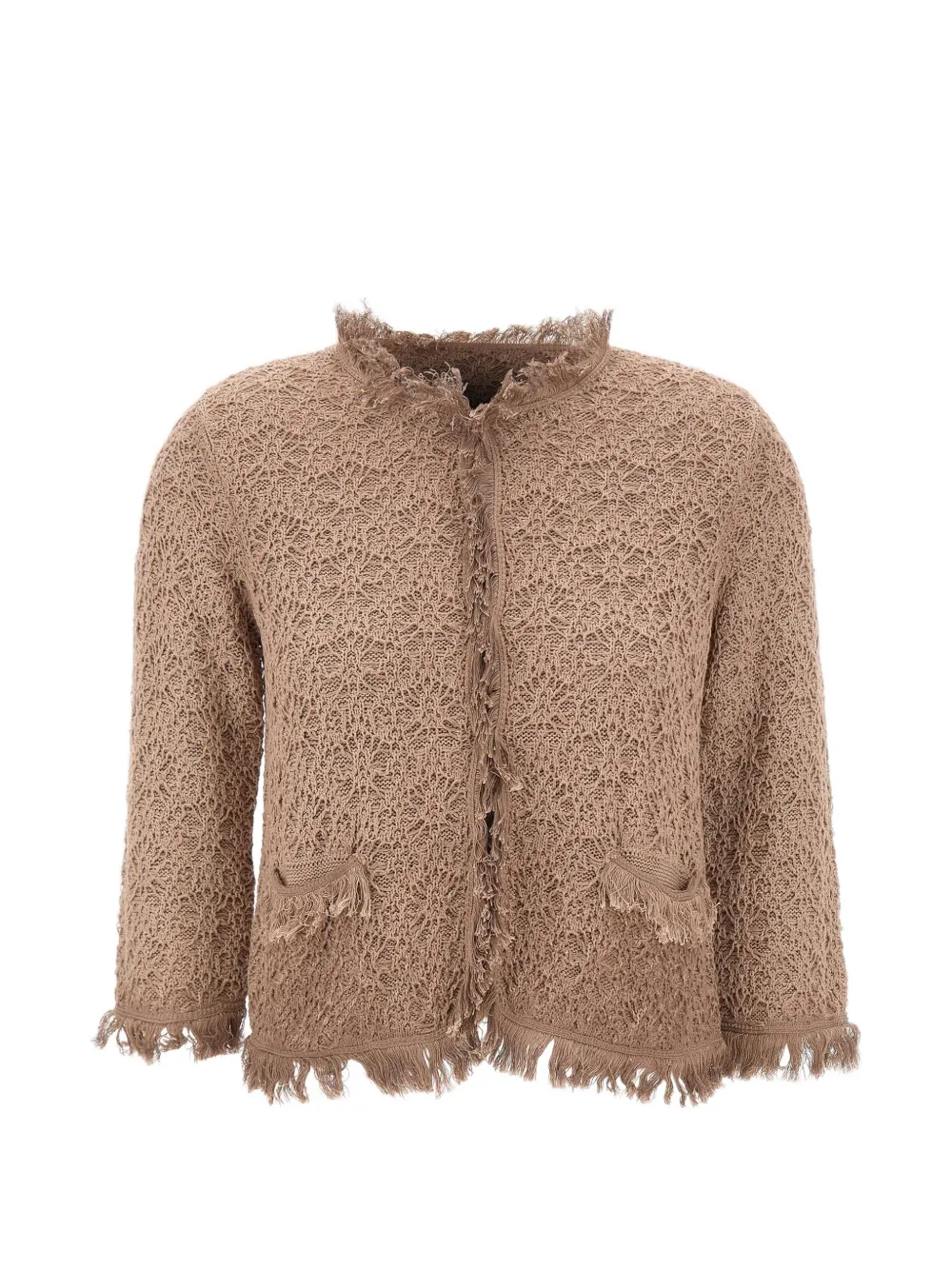 Kangra embroidered fringe-trimmed cardigan - Neutrals