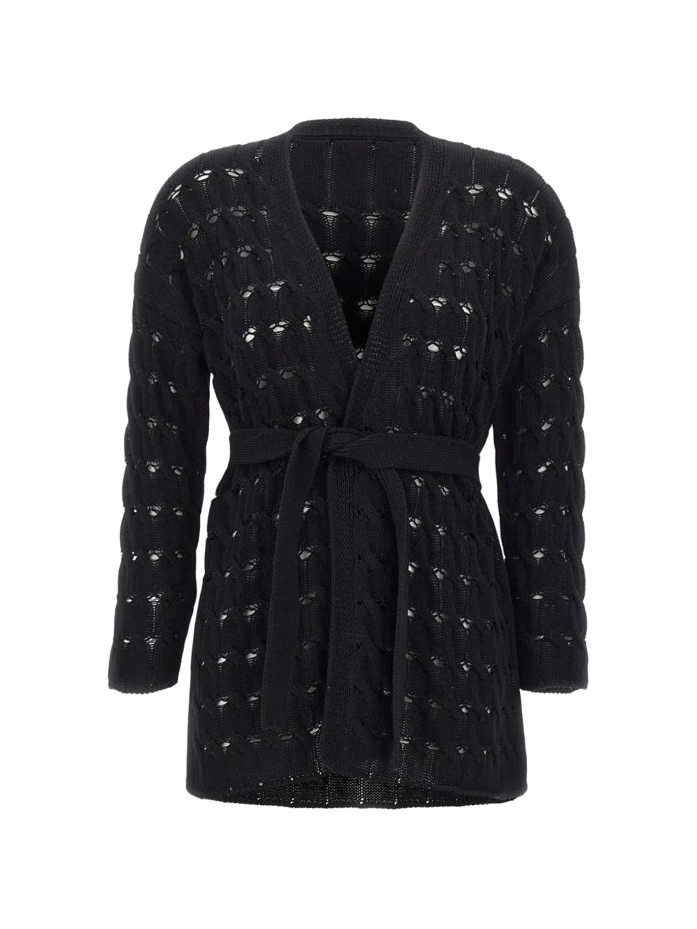 Kangra open-knit belted cardigan - Nero