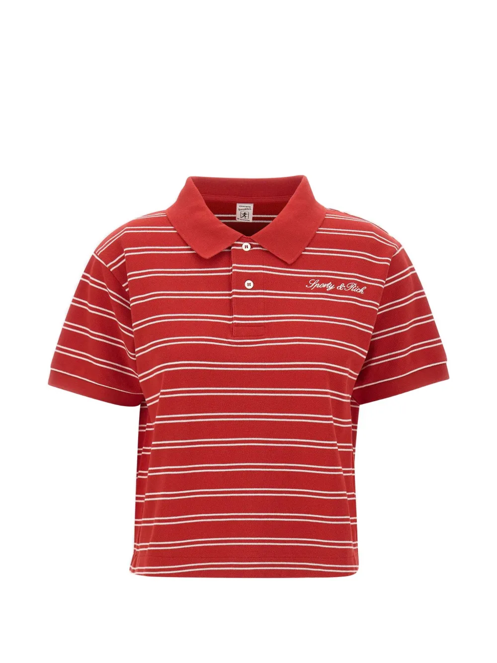 Sporty & Rich Signature Logo-embroidered striped polo shirt - Rosso