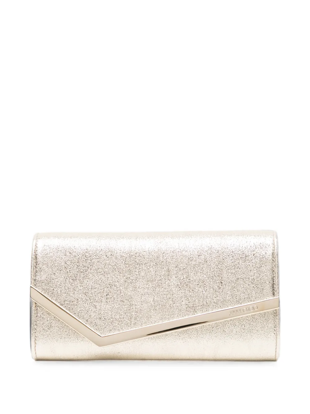 Jimmy Choo Glitter-effect Envelope Wallet In Gold