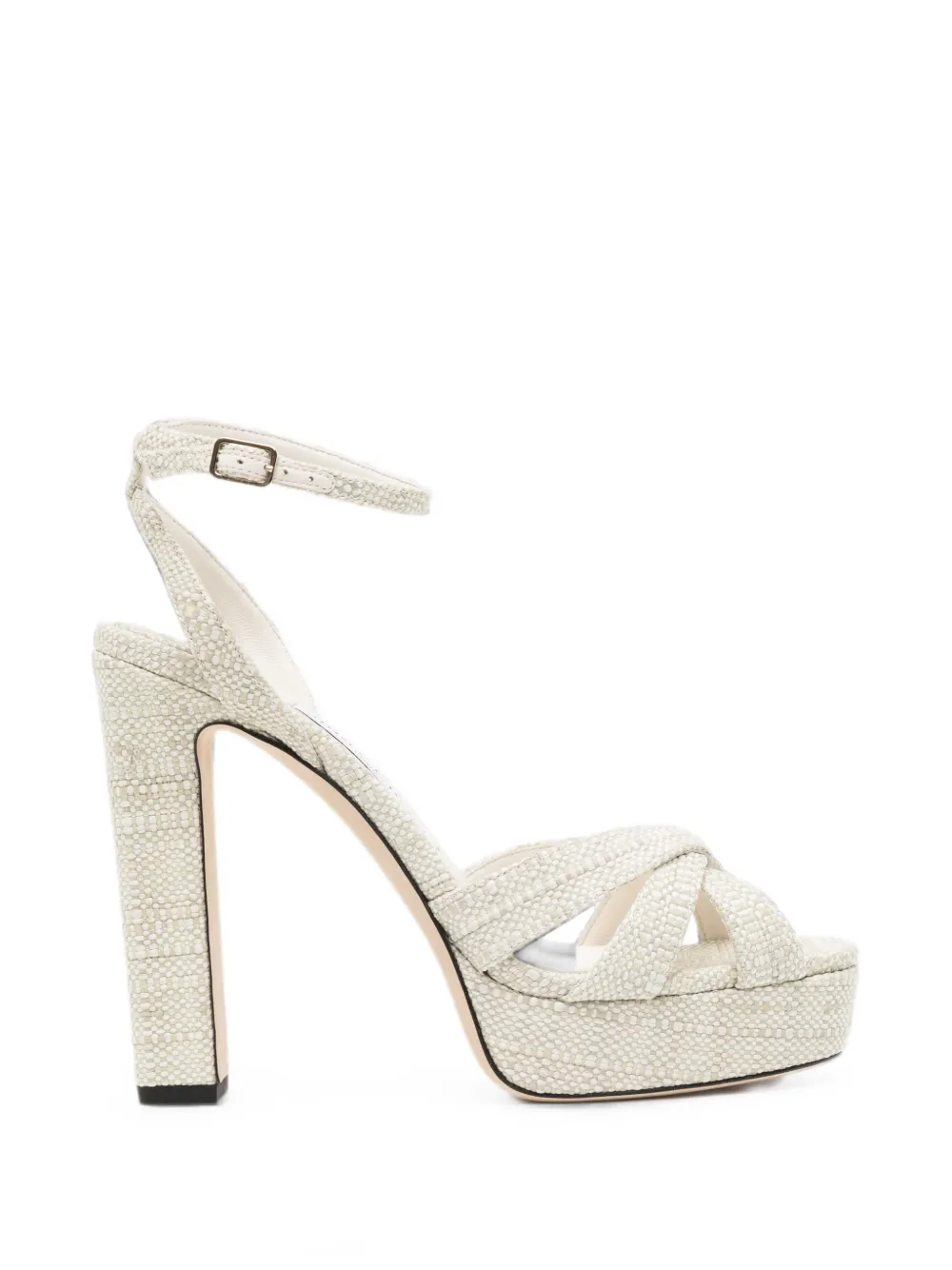 Jimmy Choo Kove 120 Natural Fine Raffia-effect Platform Sandals In White