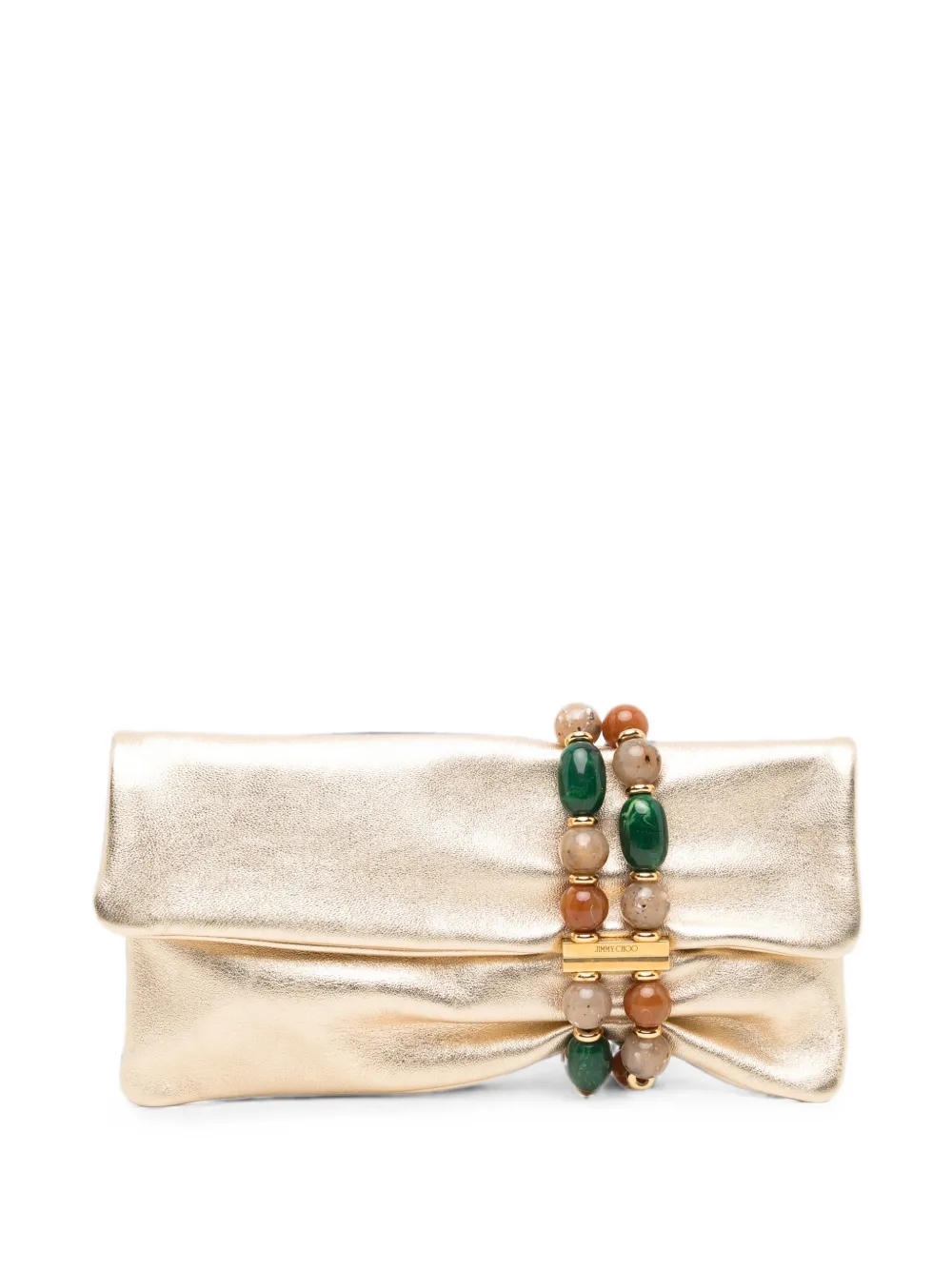 Jimmy Choo bead-embellished metallic shoulder bag - Gold