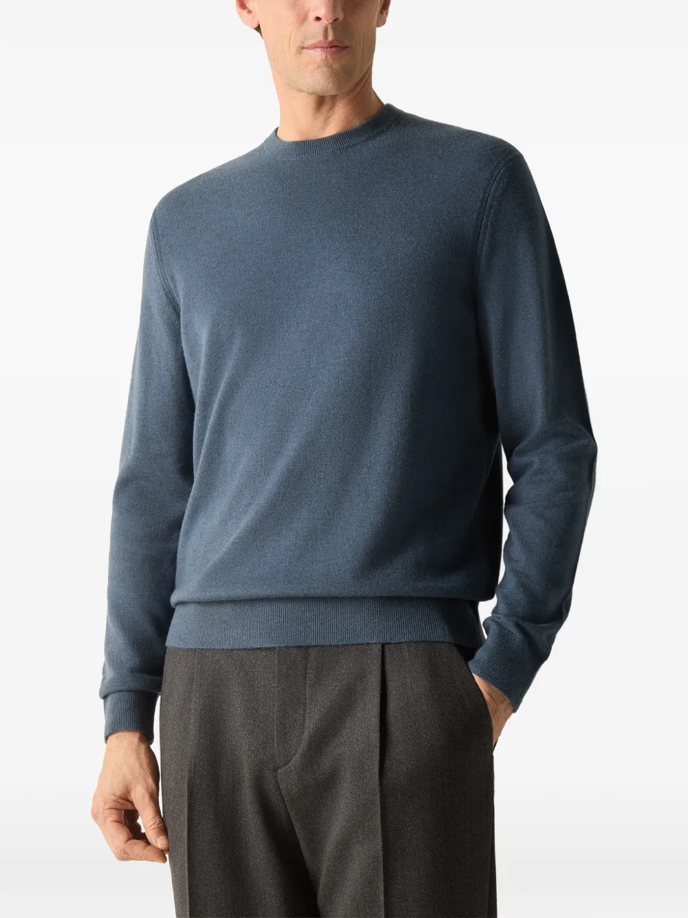 Zegna Oasi kasjmier trui met ronde hals Blauw