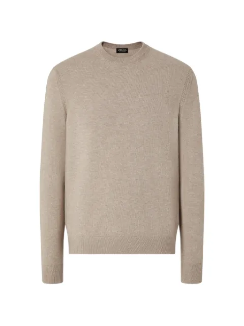 Zegna light taupe Oasi cashmere crewneck