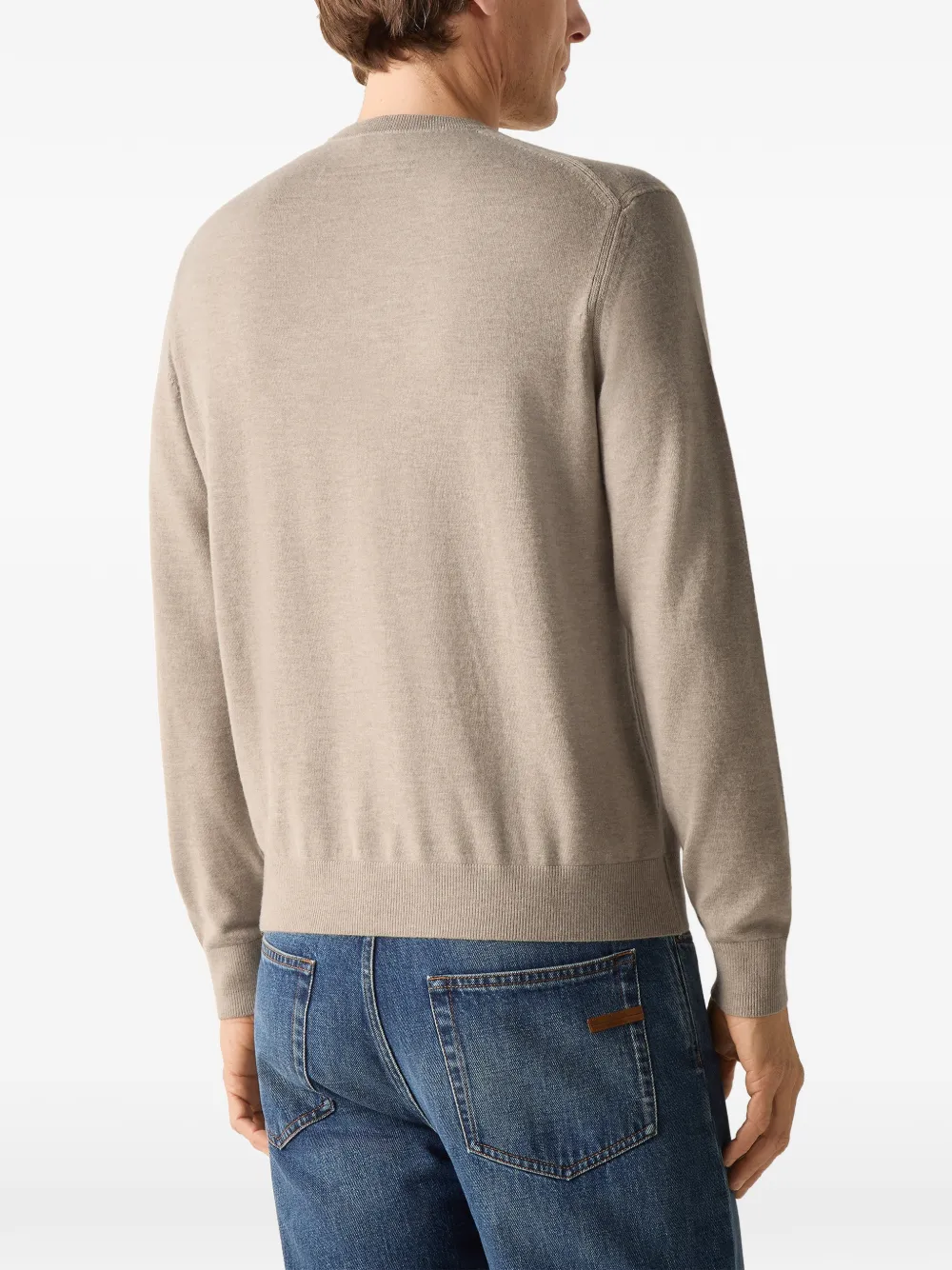 Zegna Oasi kasjmier trui met ronde hals Beige