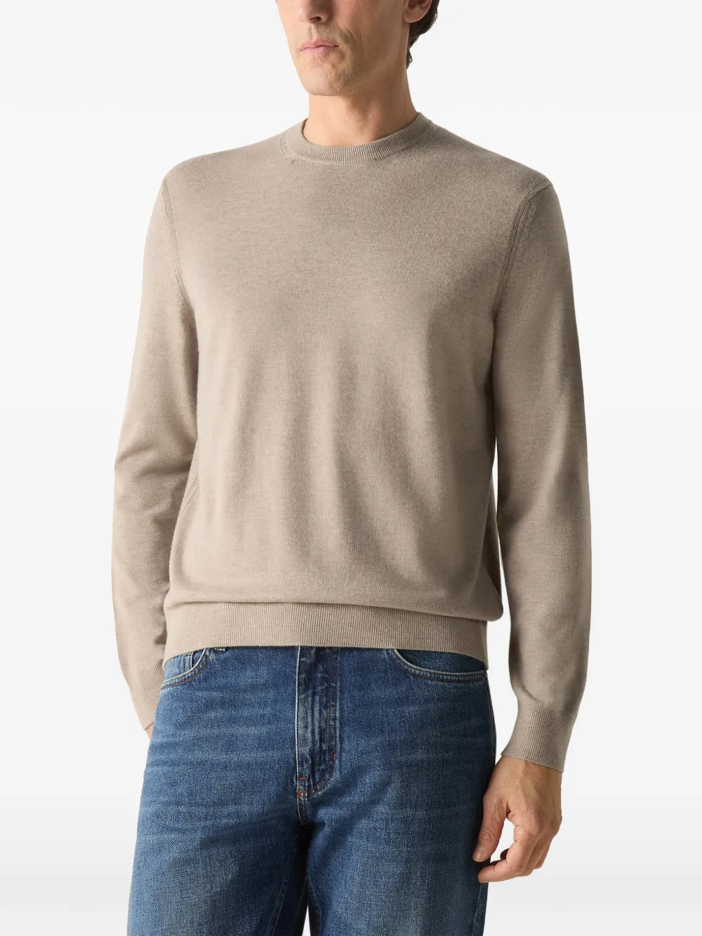 Zegna Oasi kasjmier trui met ronde hals Beige
