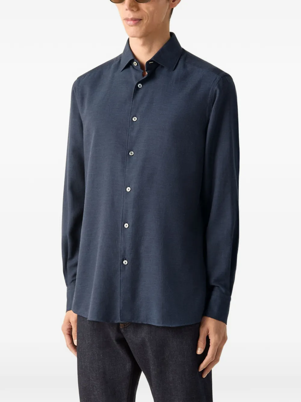 Zegna Camicia in Cashco blu navy