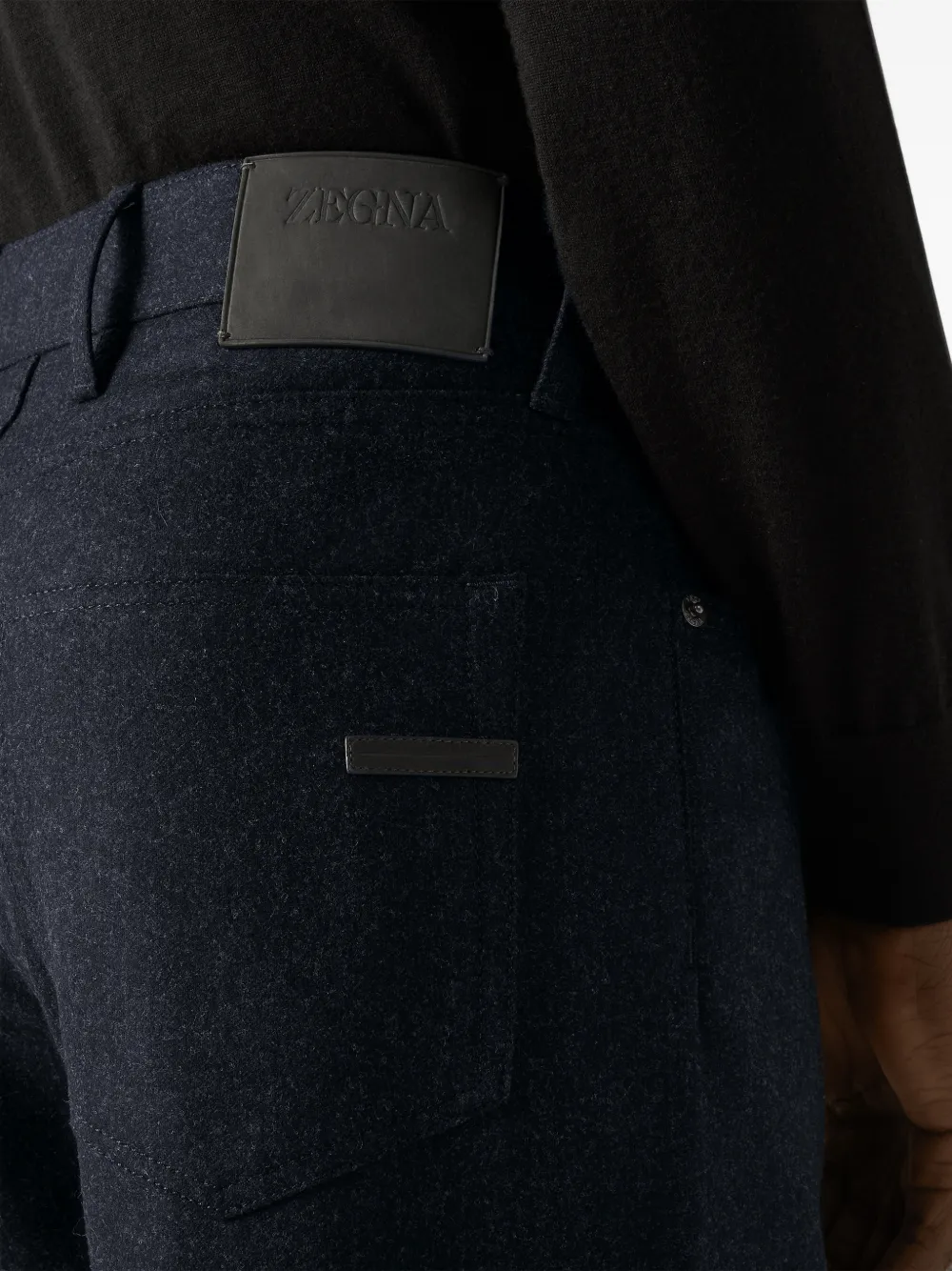 Zegna Roccia broek van marineblauwe wol en kasjmier