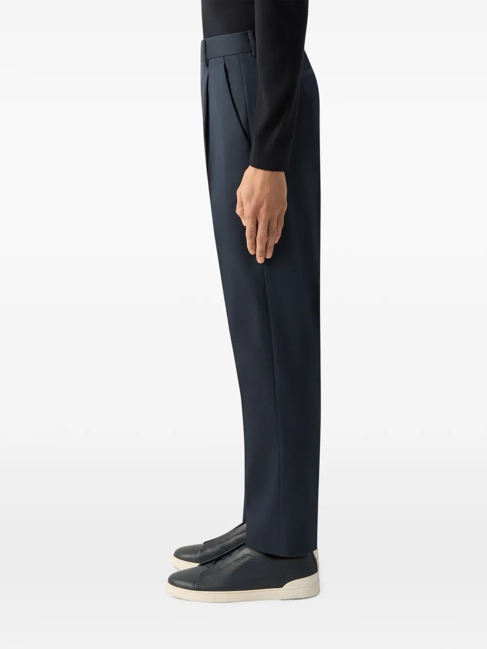 Zegna Katoenen-wollen broek Blauw