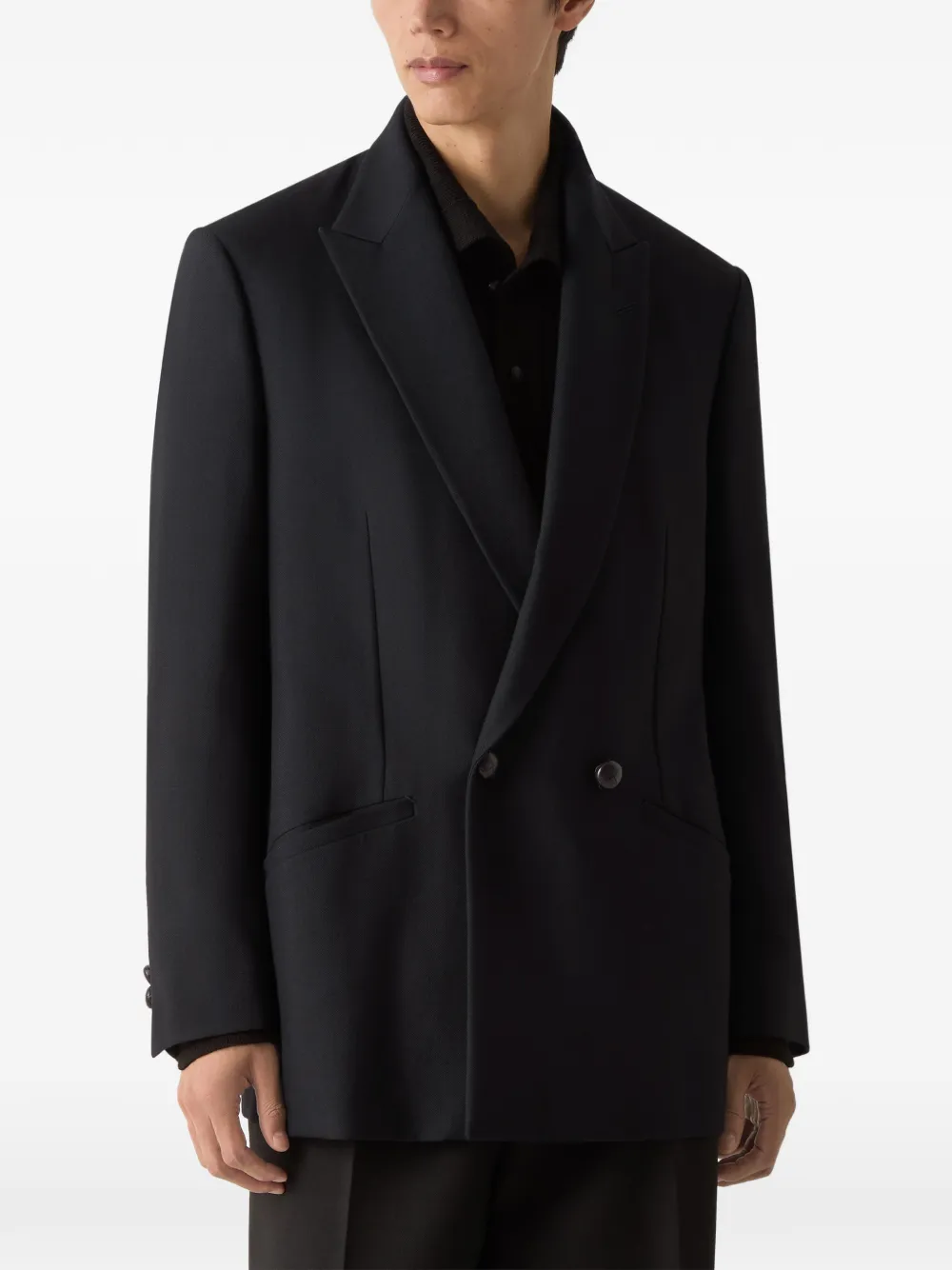 Zegna Wollen en mohair jack Zwart