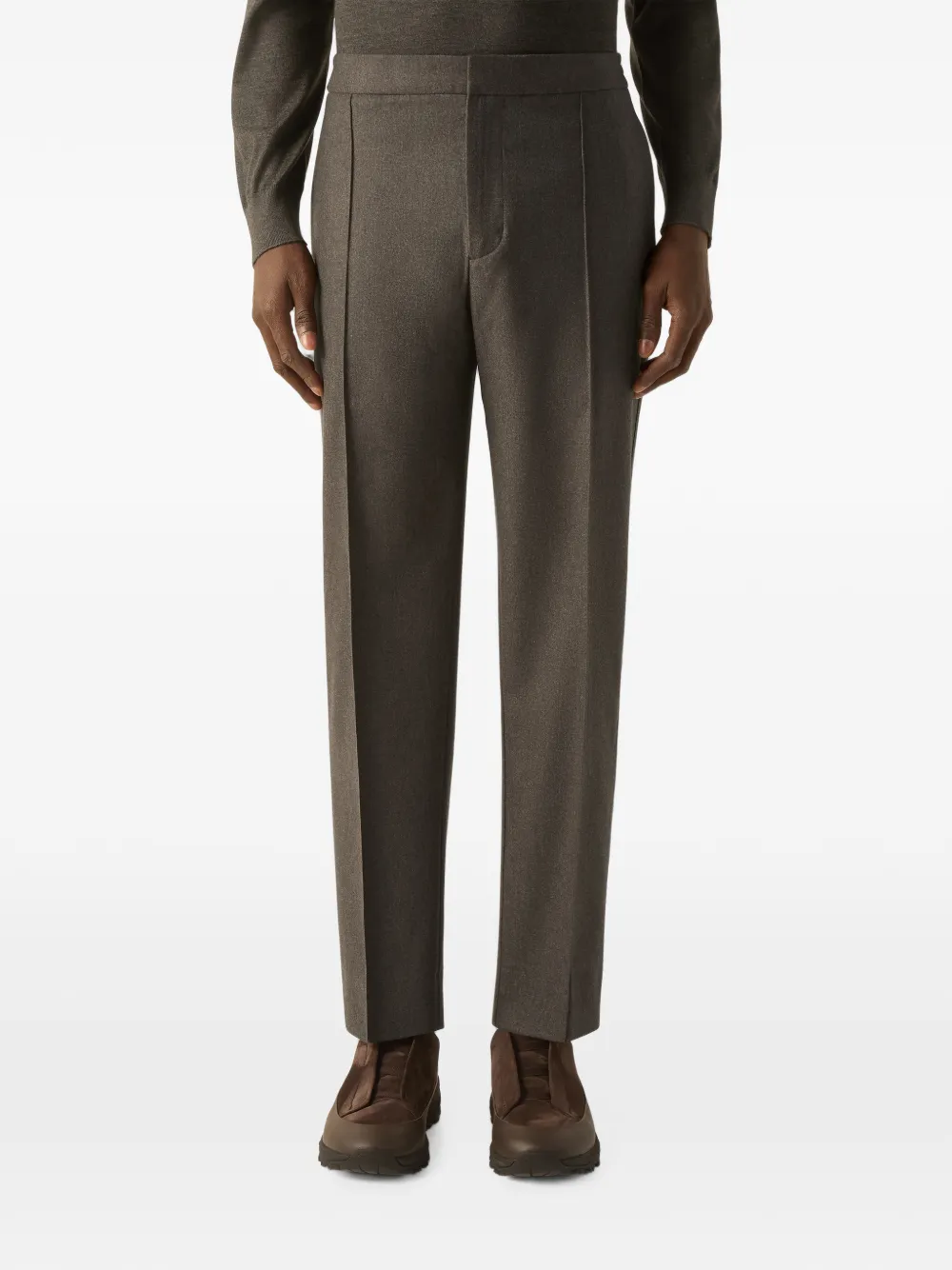 Zegna Zijden en kasjmier wollen broek Bruin