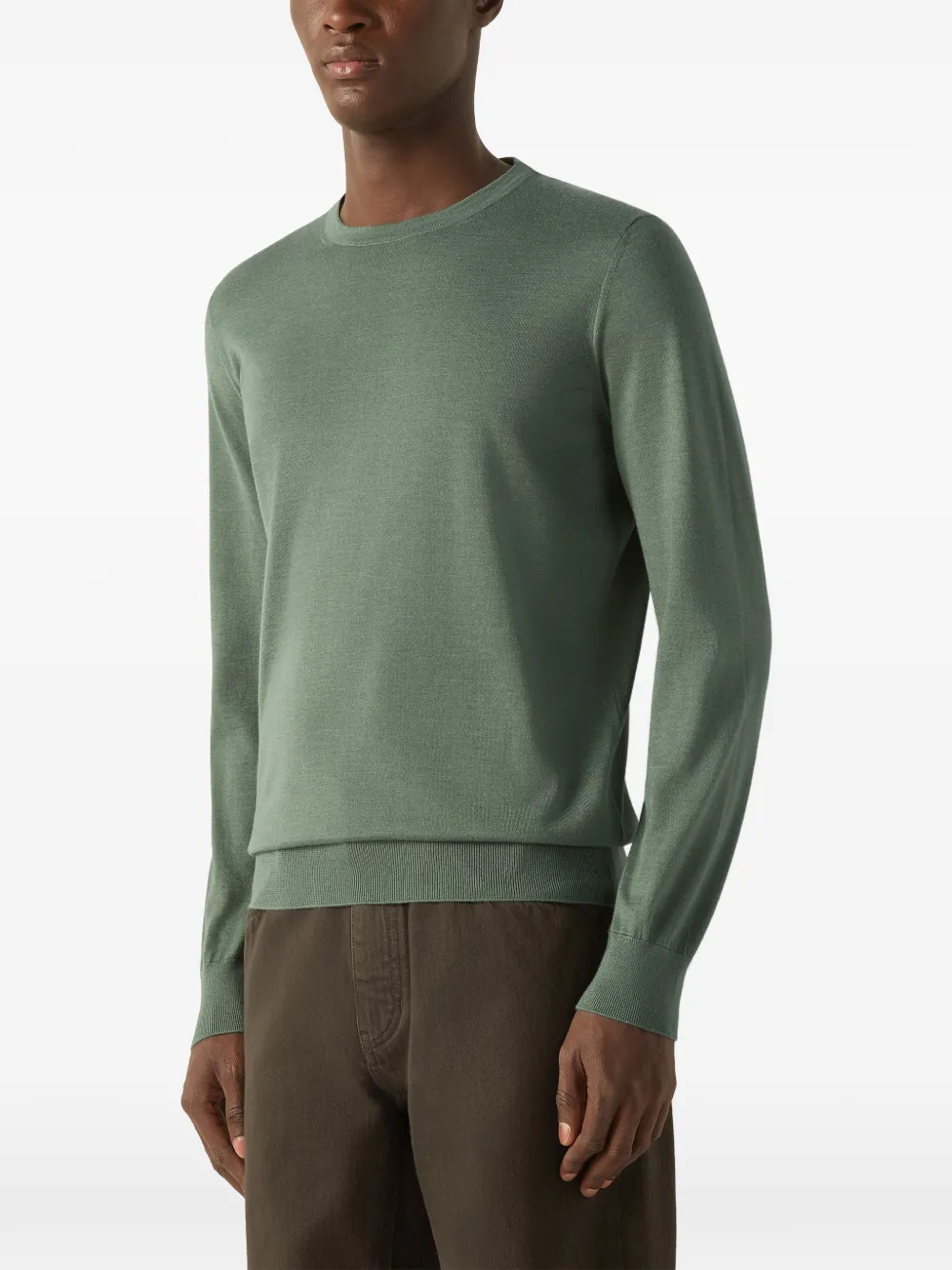 Zegna Cashsetta lichtgroene trui met ronde hals