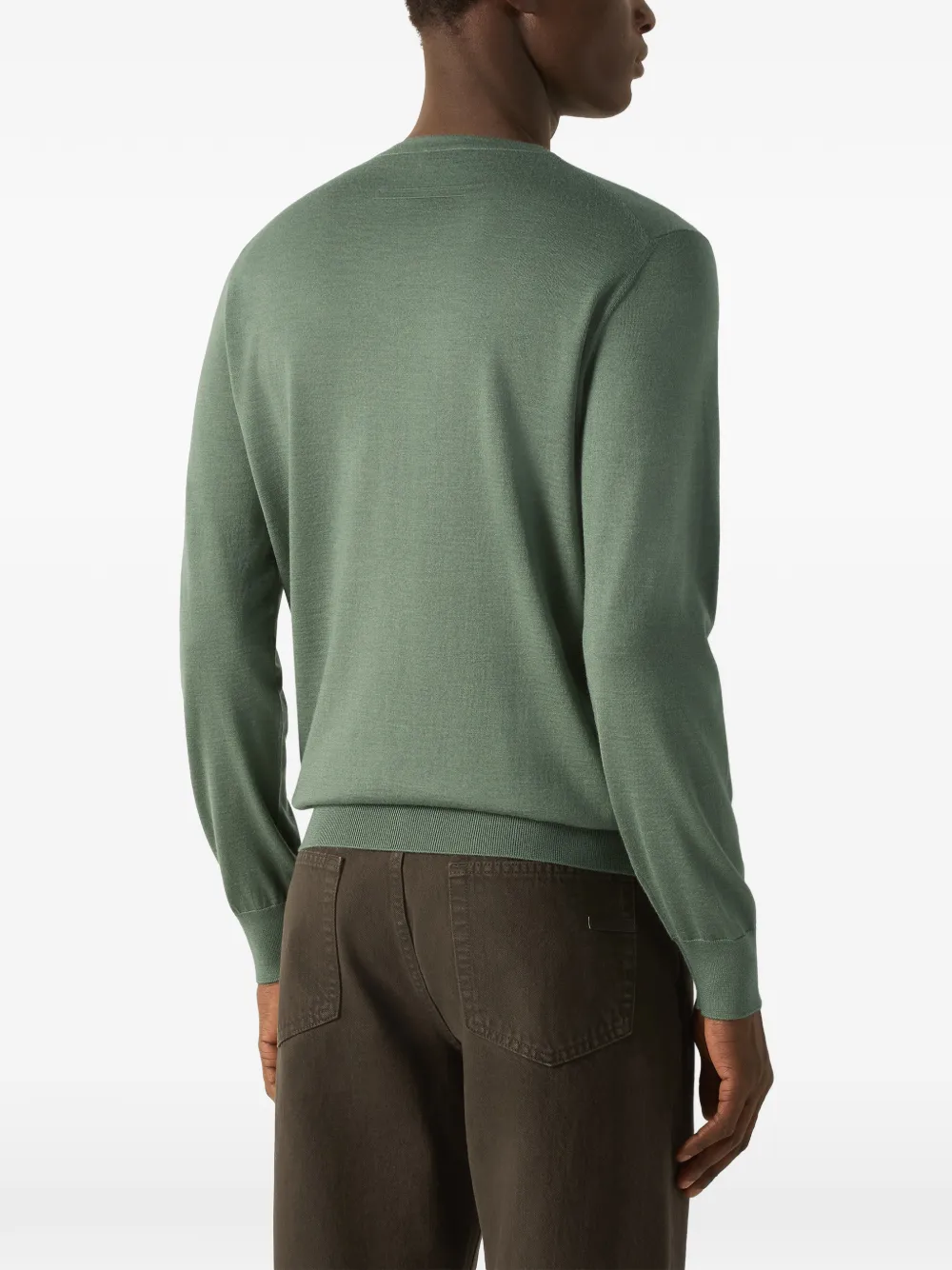 Zegna Cashsetta lichtgroene trui met ronde hals
