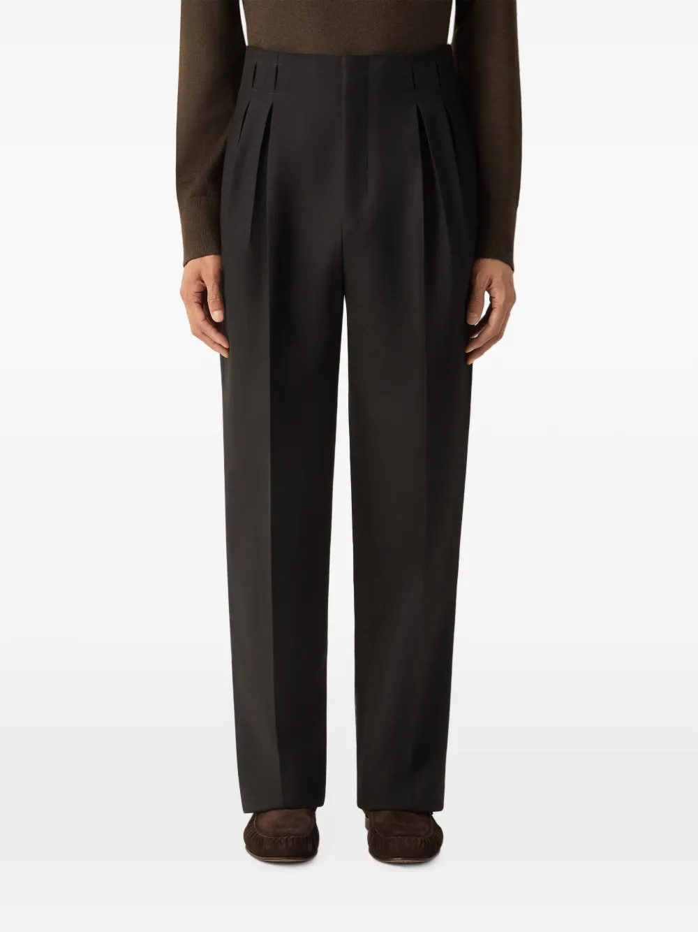 Zegna Broek van wol en mohair Zwart