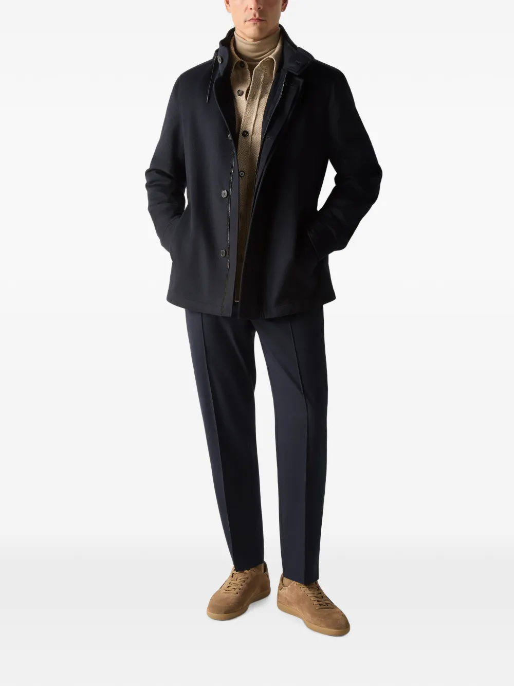 Zegna Zijden en kasjmier broek van marineblauwe wol