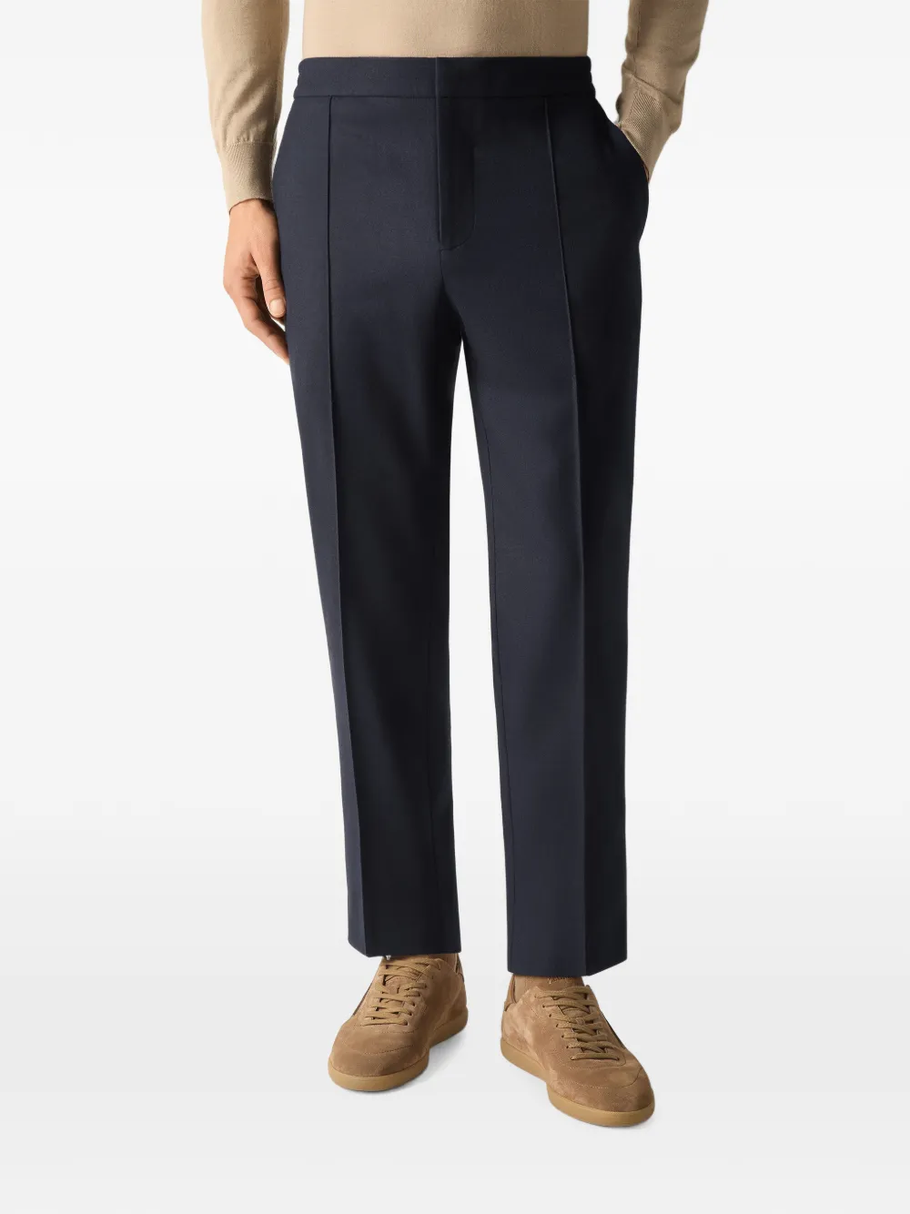 Zegna Zijden en kasjmier broek van marineblauwe wol