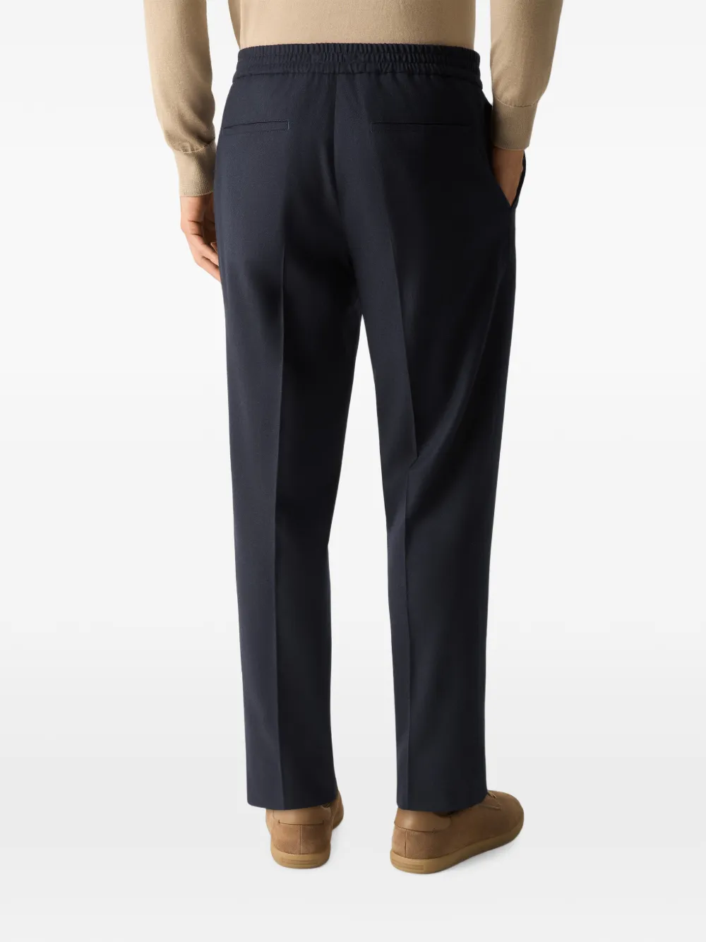 Zegna Zijden en kasjmier broek van marineblauwe wol