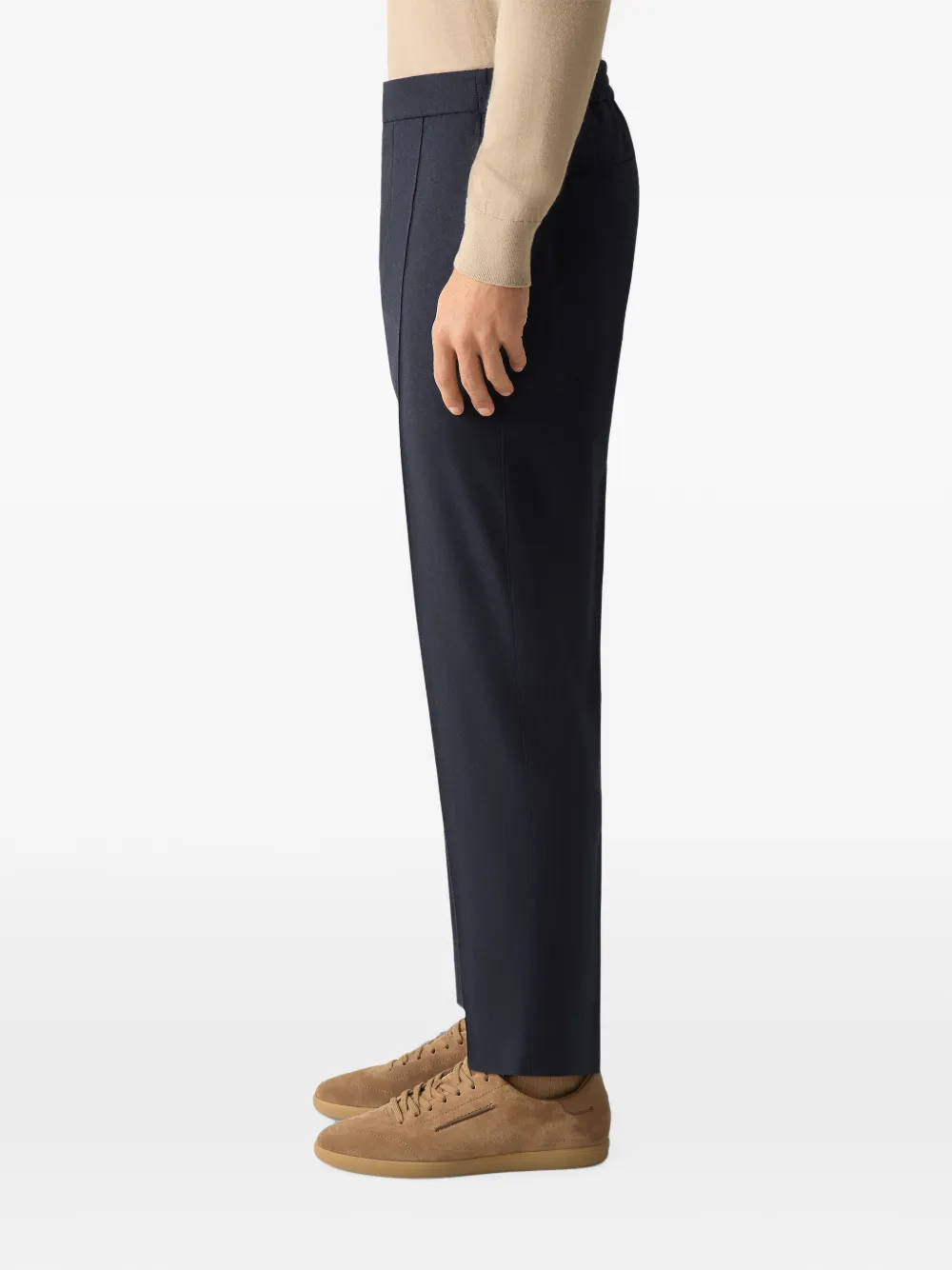 Zegna Zijden en kasjmier broek van marineblauwe wol