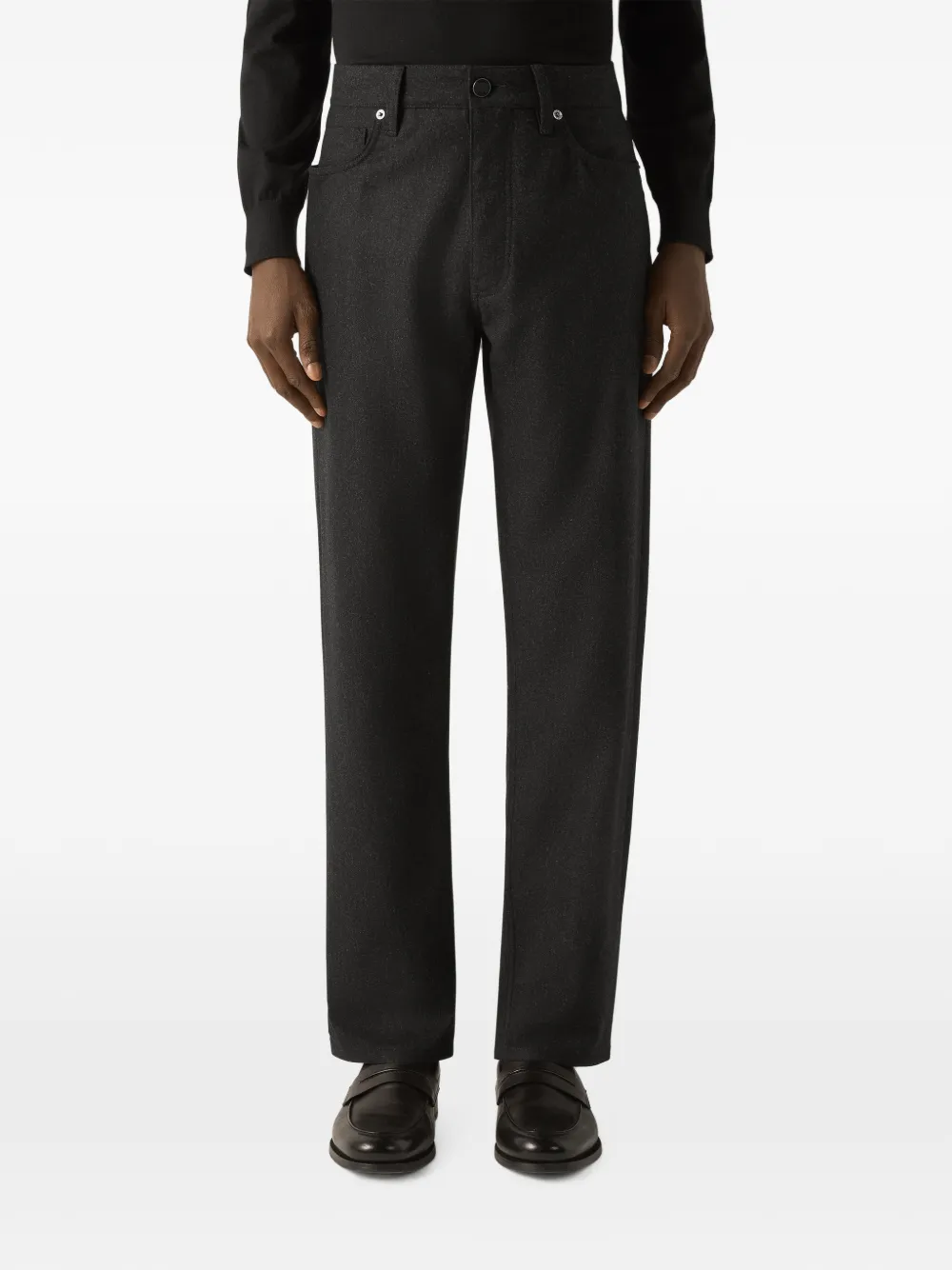 Zegna Roccia broek van donkergrijs wol en kasjmier