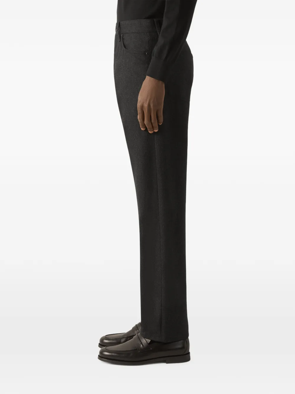Zegna Roccia broek van donkergrijs wol en kasjmier