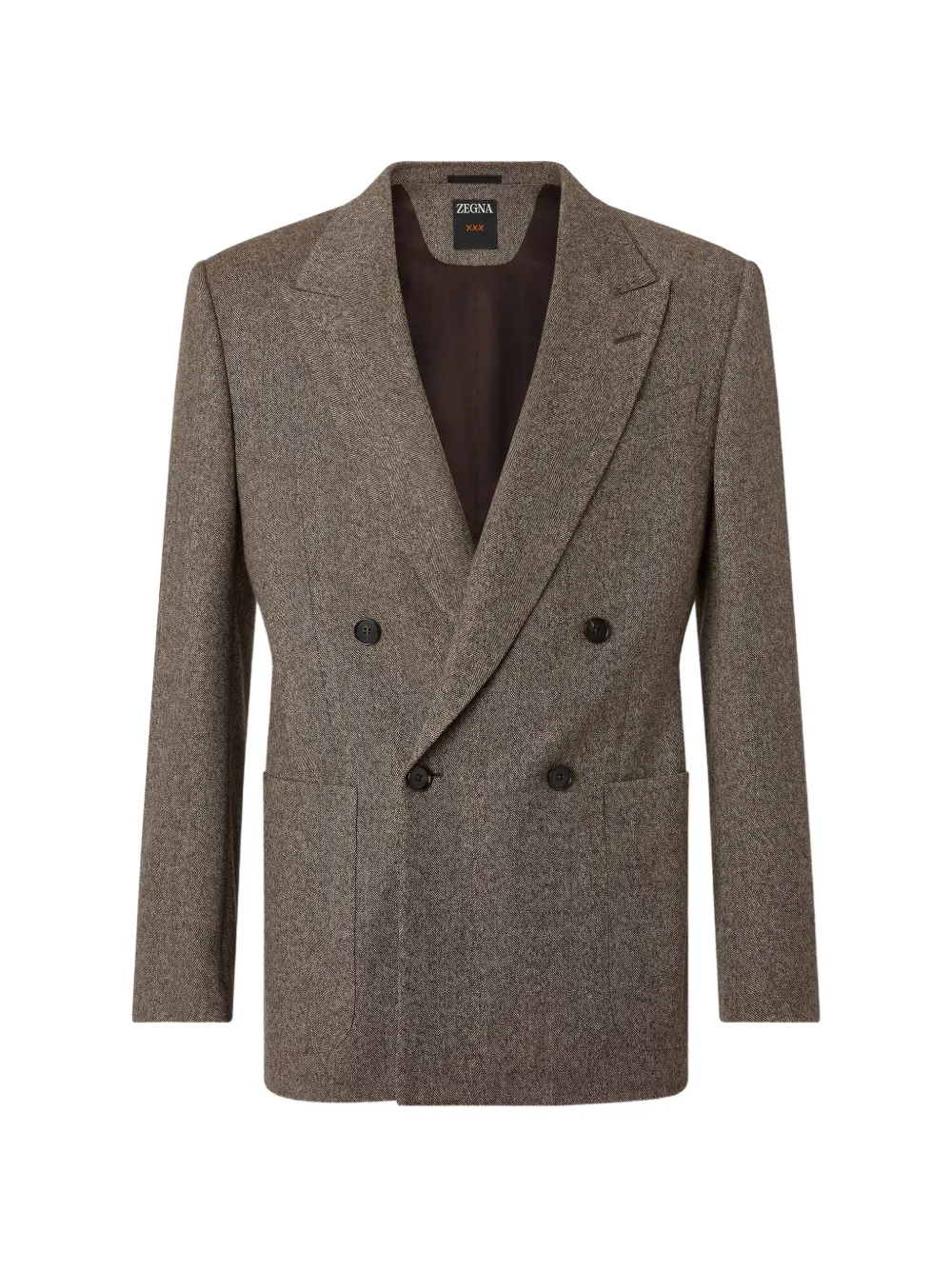 Zegna Giacca in lana e cashmere beige chiaro e marrone scuro