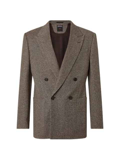 Zegna light beige and dark brown wool and cashmere jacket