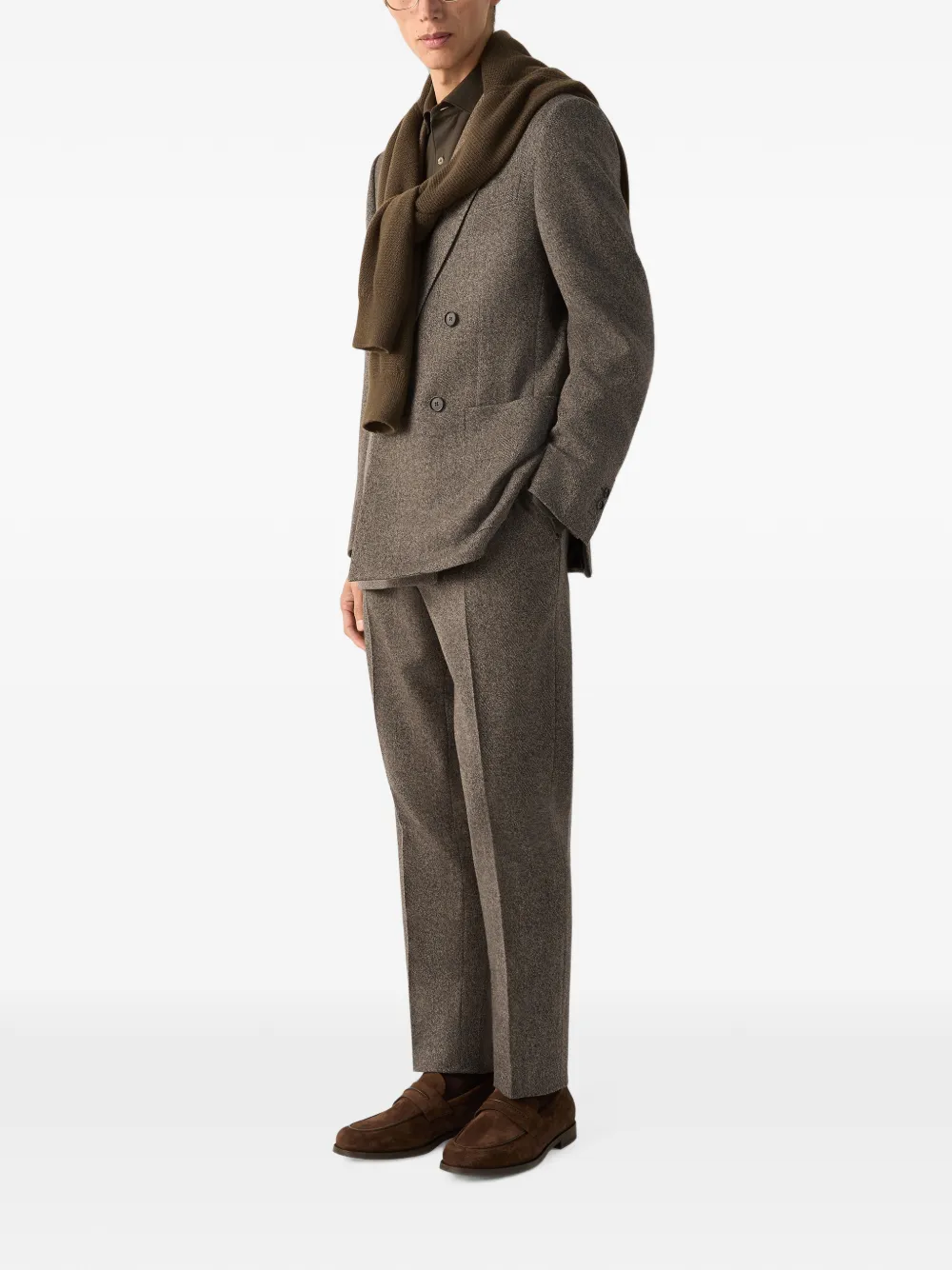 Zegna Jas van wol en kasjmier Bruin